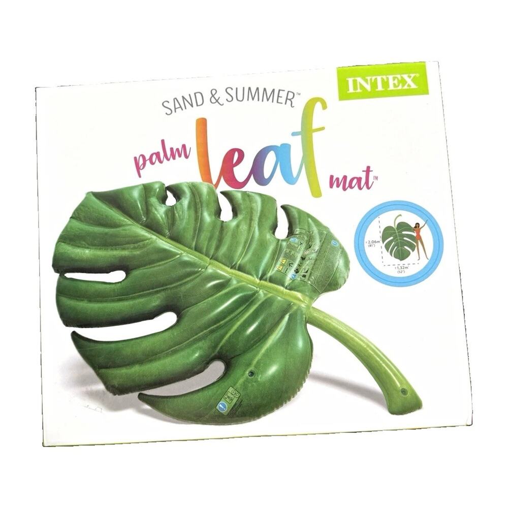 Intex Sand & Summer Leaf Pool Floating Mat Float, Green, Adult 17 Years & Up